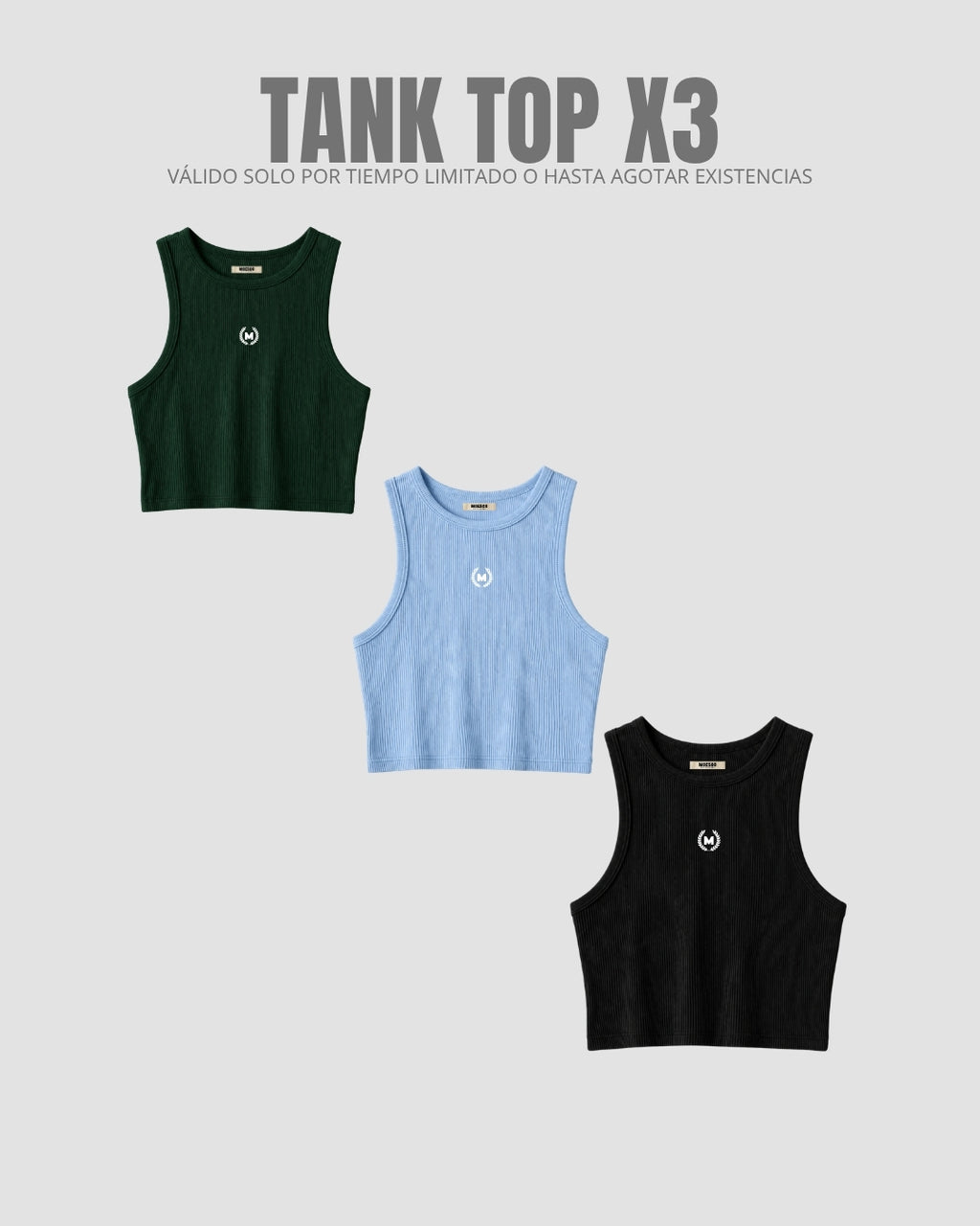 Pack X3 Tank Top Básico Green/black/blue
