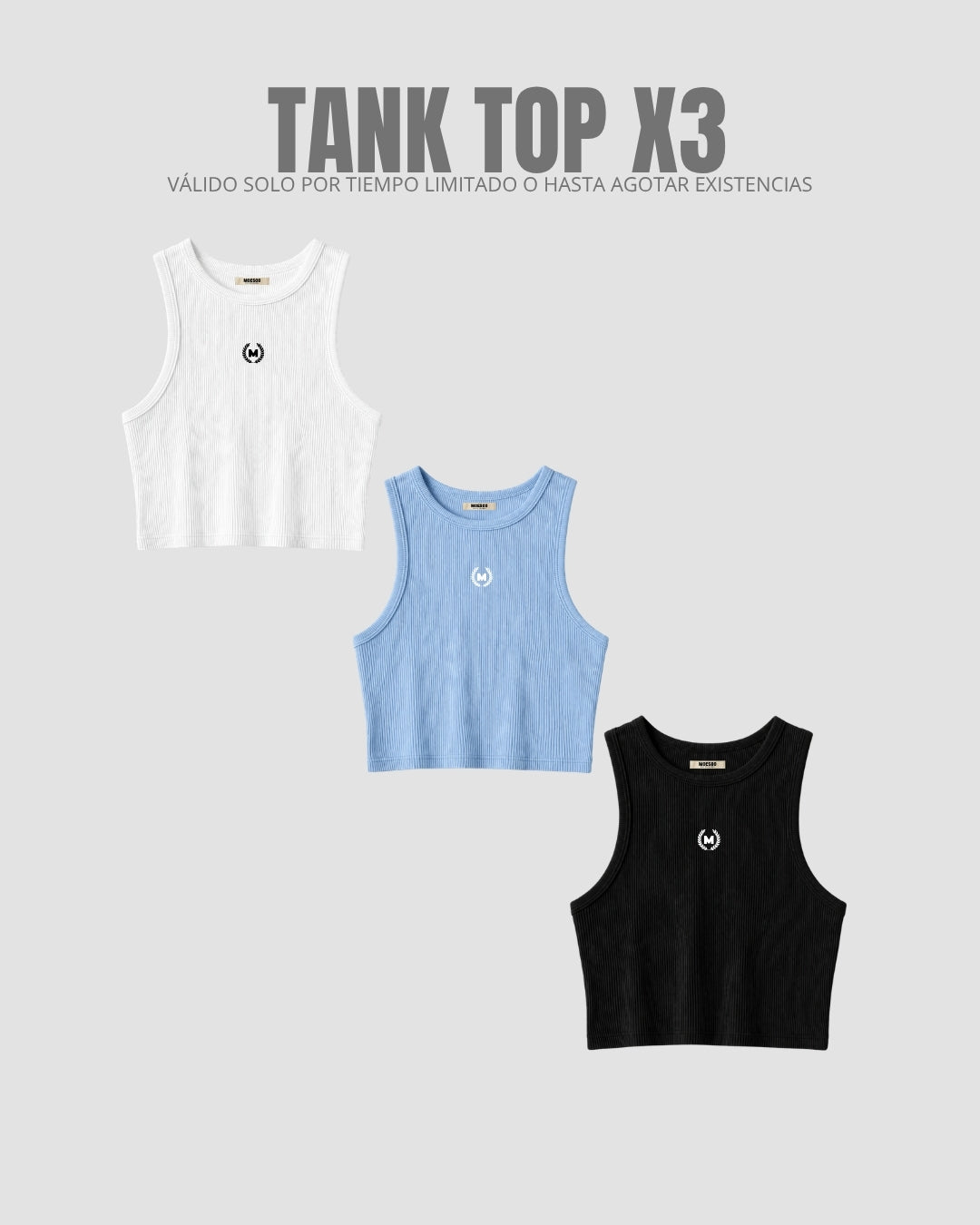 Pack X3 Tank Top Básico White/blue/black