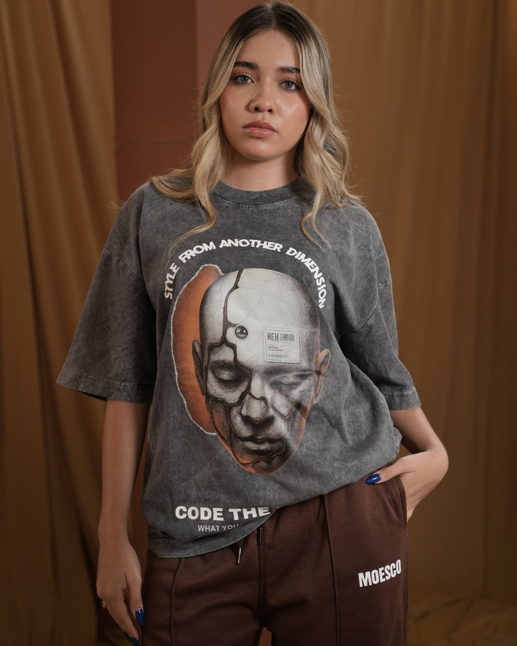 T-shirt Oversize Code The Cosmos Acid Grey
