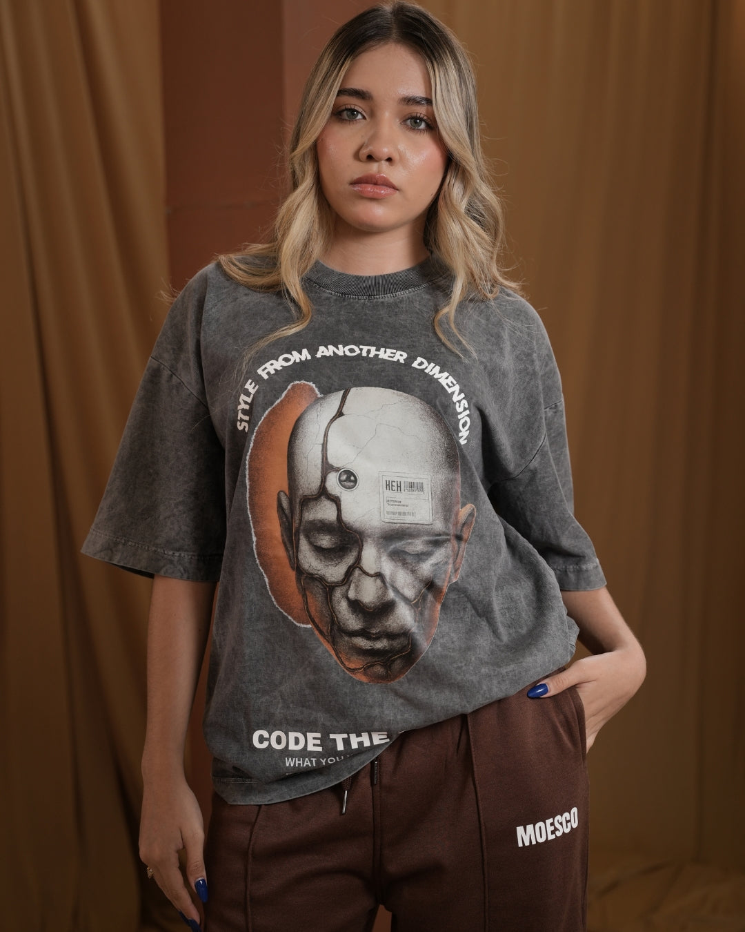 T-shirt Oversize Code The Cosmos Acid Grey