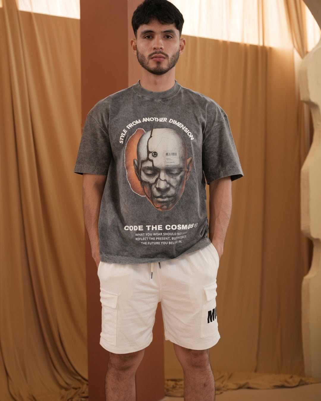 T-shirt Oversize Code The Cosmos Acid Grey