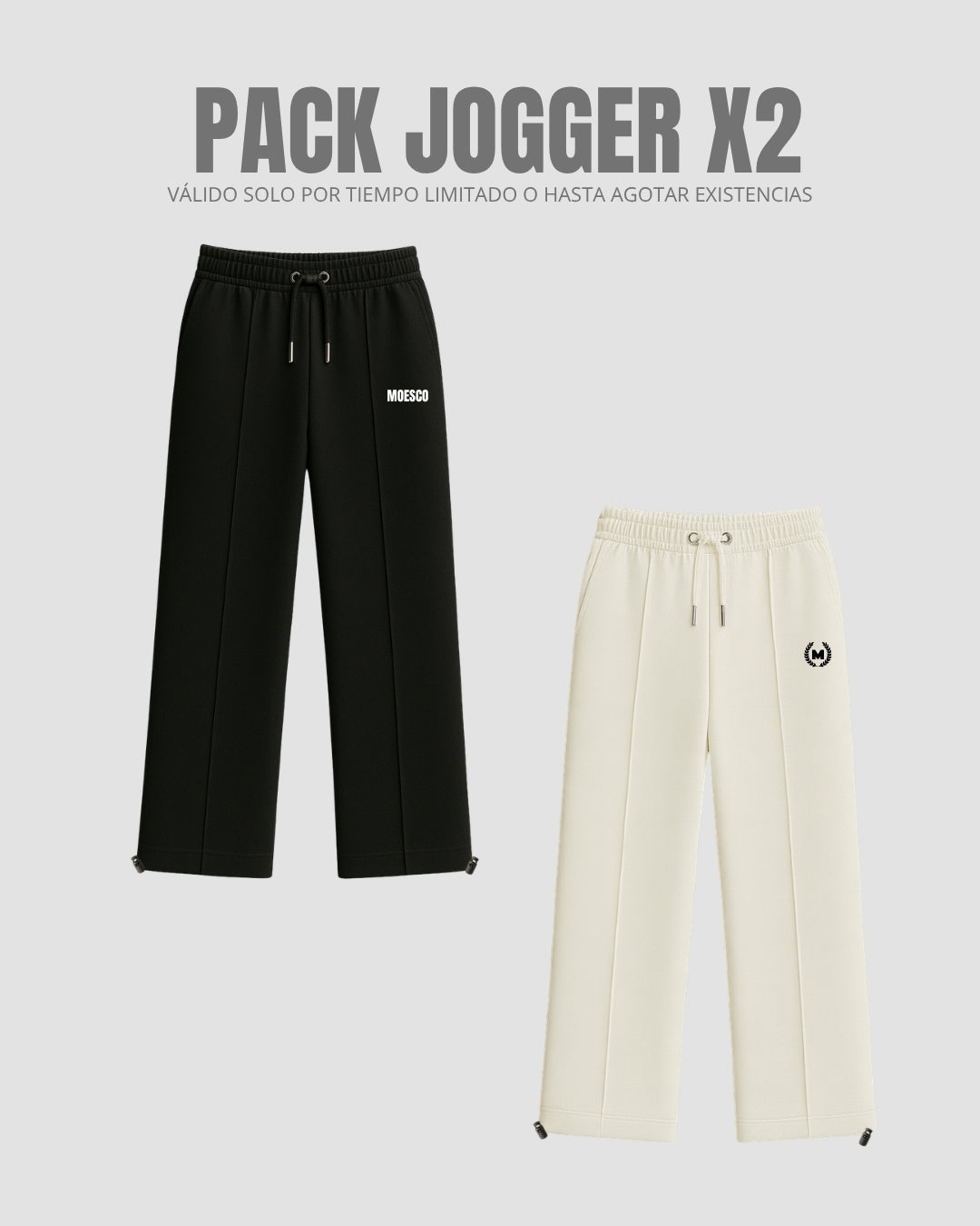 Pack X2 Jogger Básico Moesco Black/White