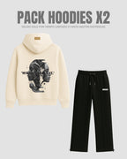Pack X2 Hoodie Oversize To Evolve/Jogger Basico Negro