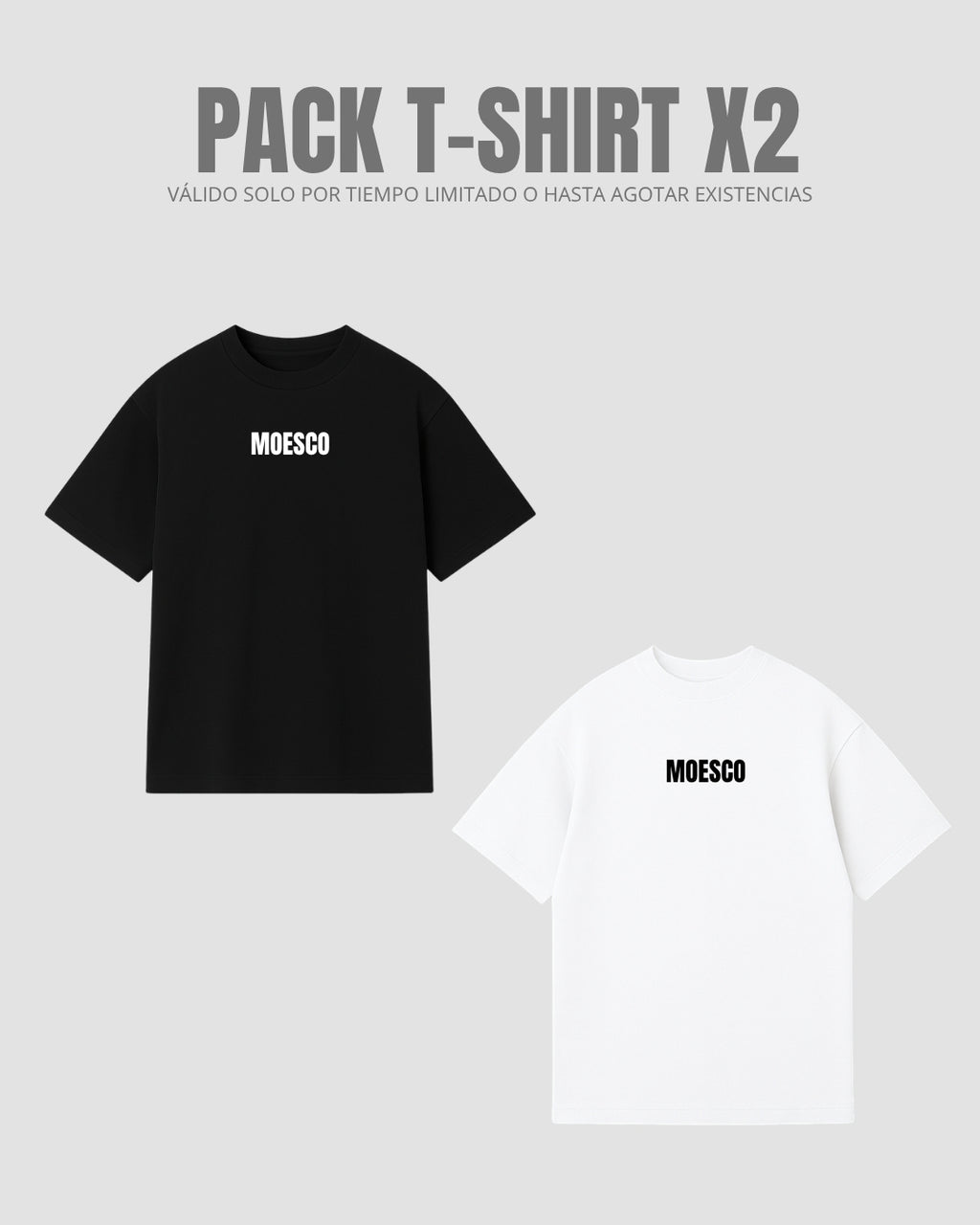 Pack X2 T-shirt Oversize Moesco White/Black