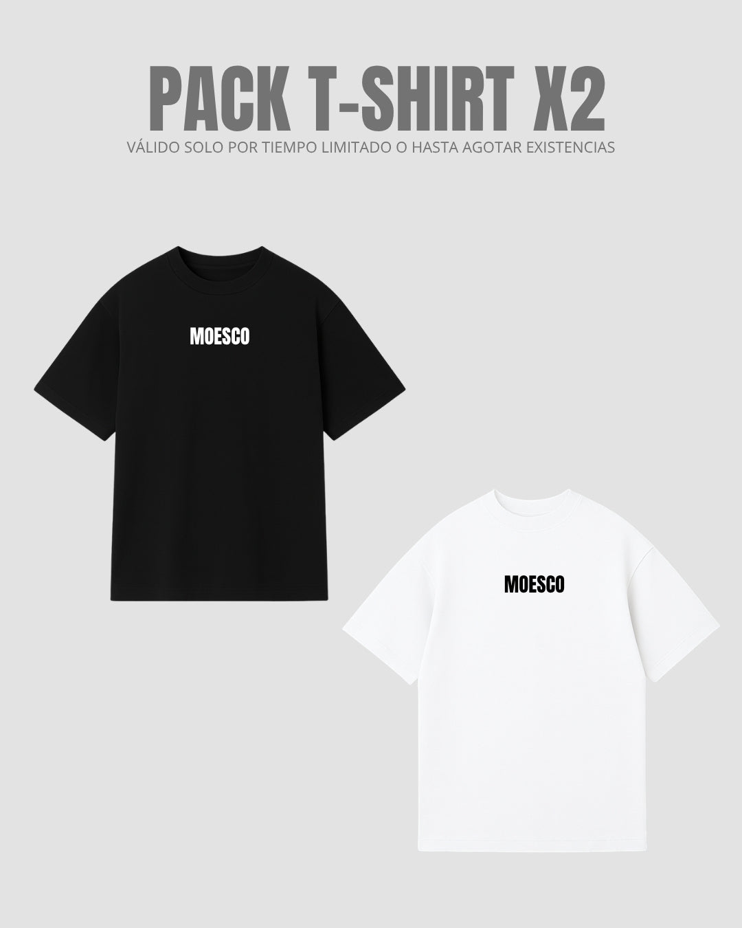Pack X2 T-shirt Oversize Moesco White/Black